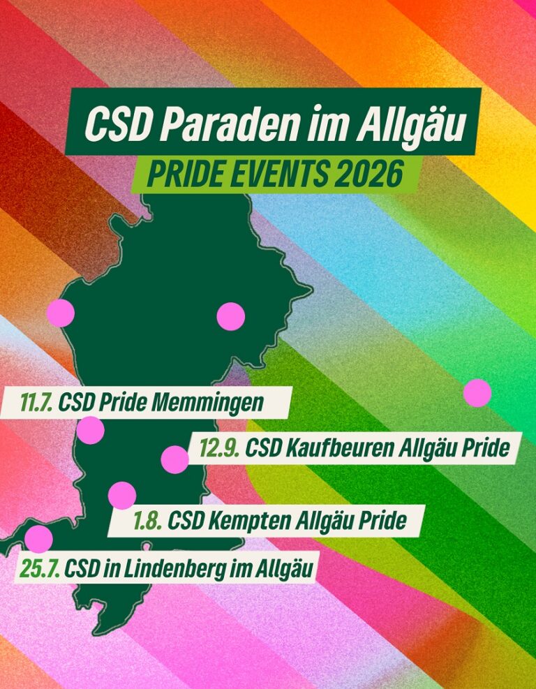Pride Season 2026 – CSD-Termine in Schwaben und im Allgäu (Update!)