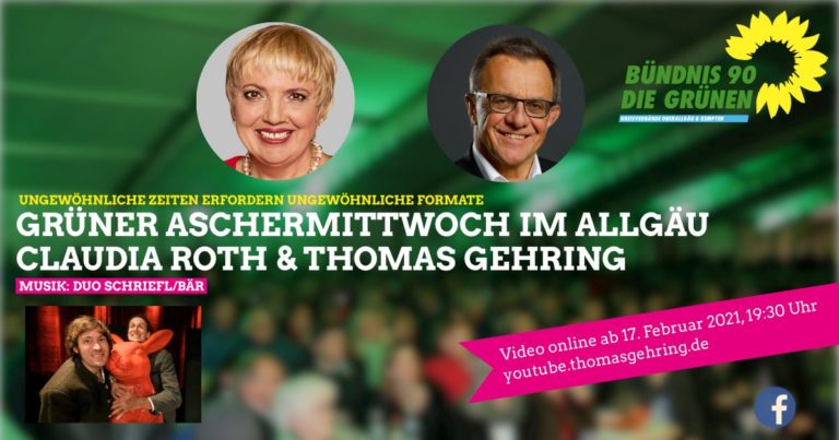 Grüner Aschermittwoch im Allgäu mit Thomas Gehring und Claudia Roth