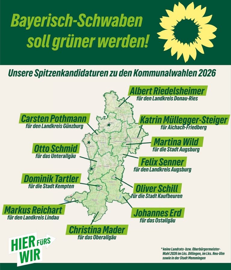 Kommunalwahlen: Spitzenkandidaturen und starke grüne Listen in ganz BY-Schwaben