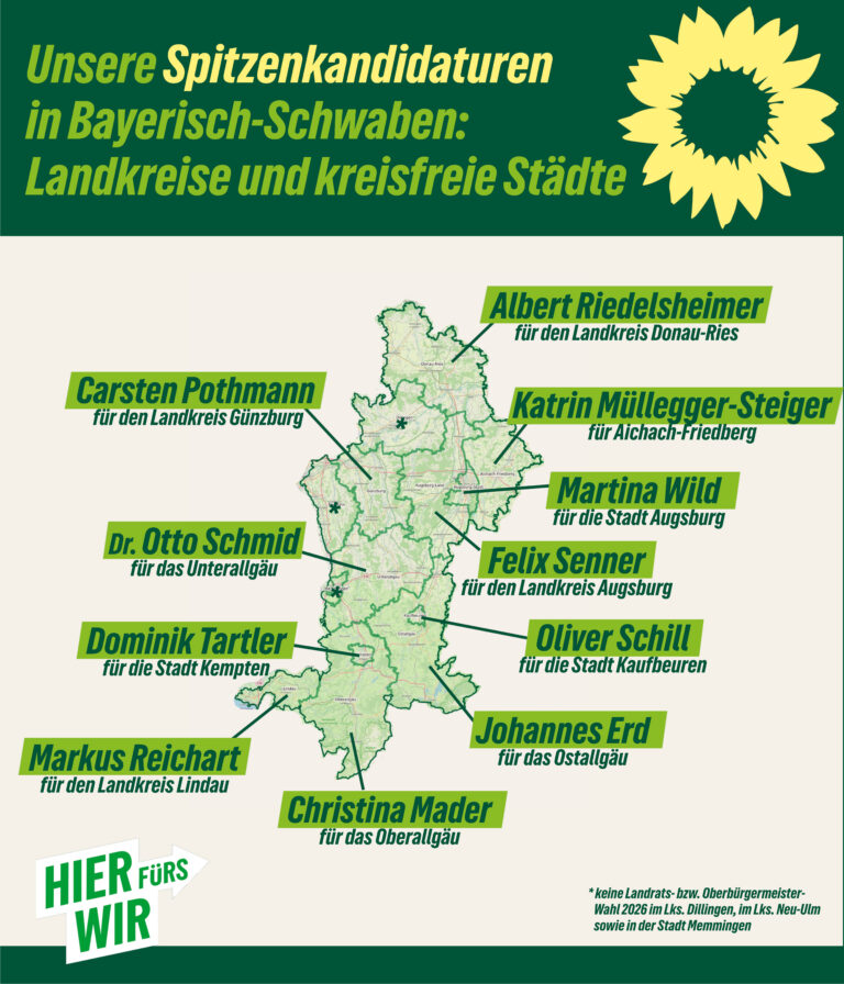 Kommunalwahlen: Spitzenkandidaturen und starke grüne Listen in ganz BY-Schwaben